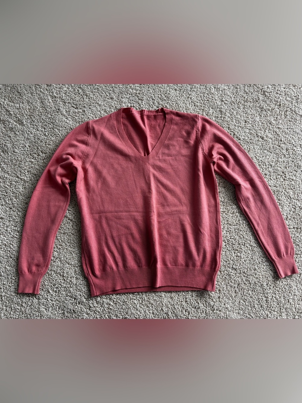 Dusty Pink V-Neck Sweater - Classic Solid Knit